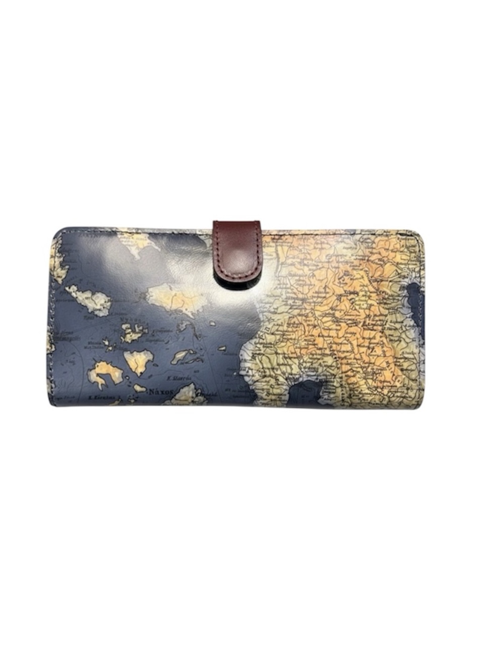 NWT Patricia Nash Nazari Leather Bifold Wallet Greek Map Print RFID